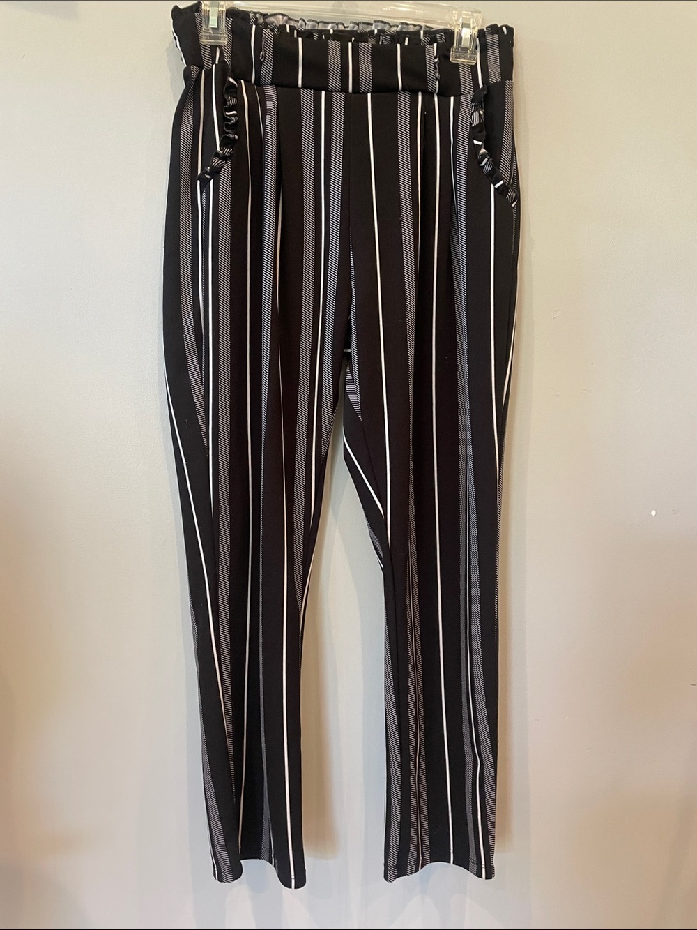 Black and White Vertical Stripe ladies  Pants medium